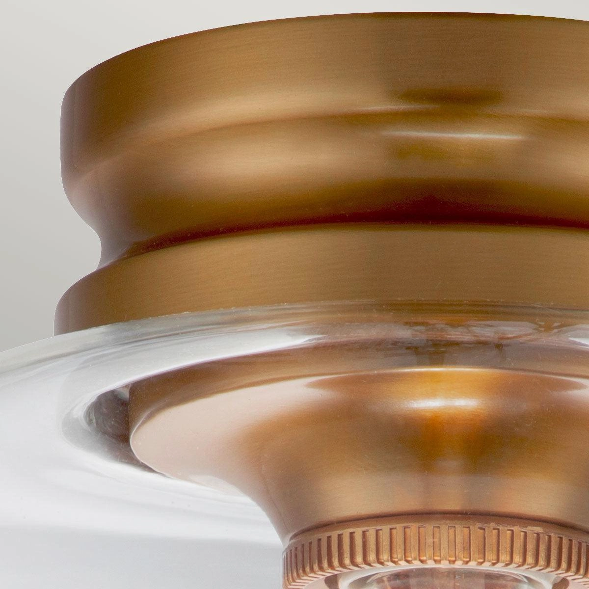 Feiss Hounslow 1 Light Brass Flush Light - Glass Shade