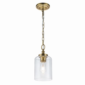 Feiss Hounslow 1 Light Brass Mini Pendant - Glass Shade white ceiling lamp