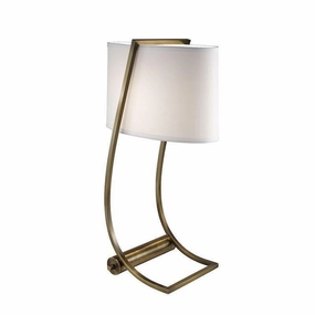 Feiss Lex Brass Desk Lamp With White Shade Elstead energy-saving LED light