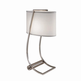 Feiss Lex Brushed Steel Desk Lamp With White Shade energy-saving LED light