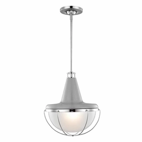 Feiss Livingston Gray & Nickel 1 Light Mini Ceiling Pendant soft glow ceiling light