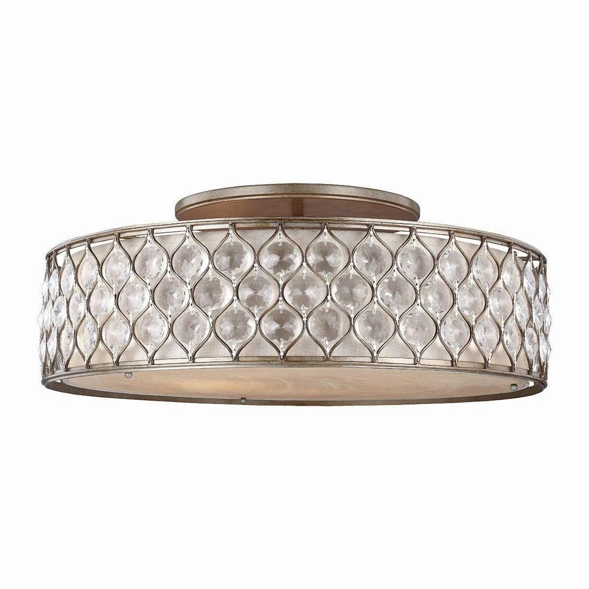 Feiss Lucia 6 Light Flush Burnished Silver Ceiling Light soft glow ceiling light