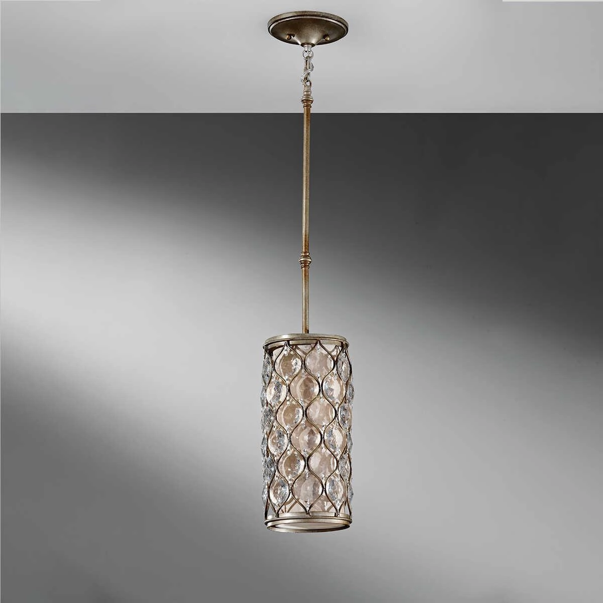 Feiss Lucia Mini Silver & Crystsal Pendant Ceiling Light