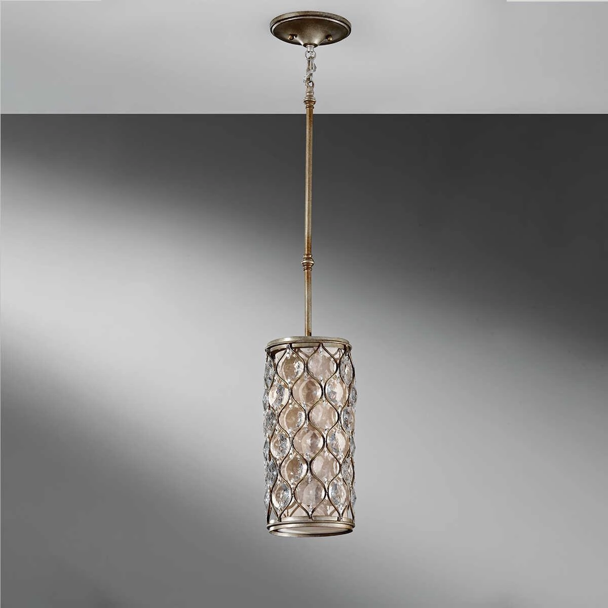 Feiss Lucia Mini Silver & Crystsal Pendant Ceiling Light