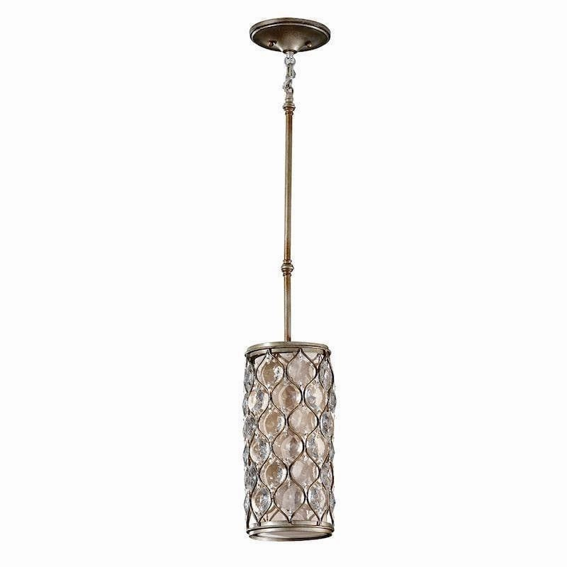 Feiss Lucia Mini Silver & Crystsal Pendant Ceiling Light soft glow ceiling light