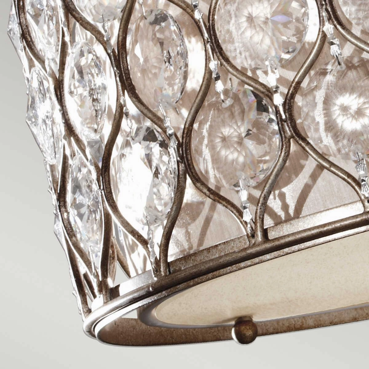 Feiss Lucia Semi-Flush Burnished Silver & Crystal Ceiling Light