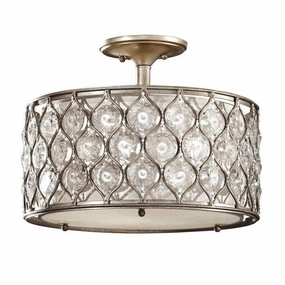 Feiss Lucia Semi-Flush Burnished Silver & Crystal Ceiling Light ambient ceiling fixture