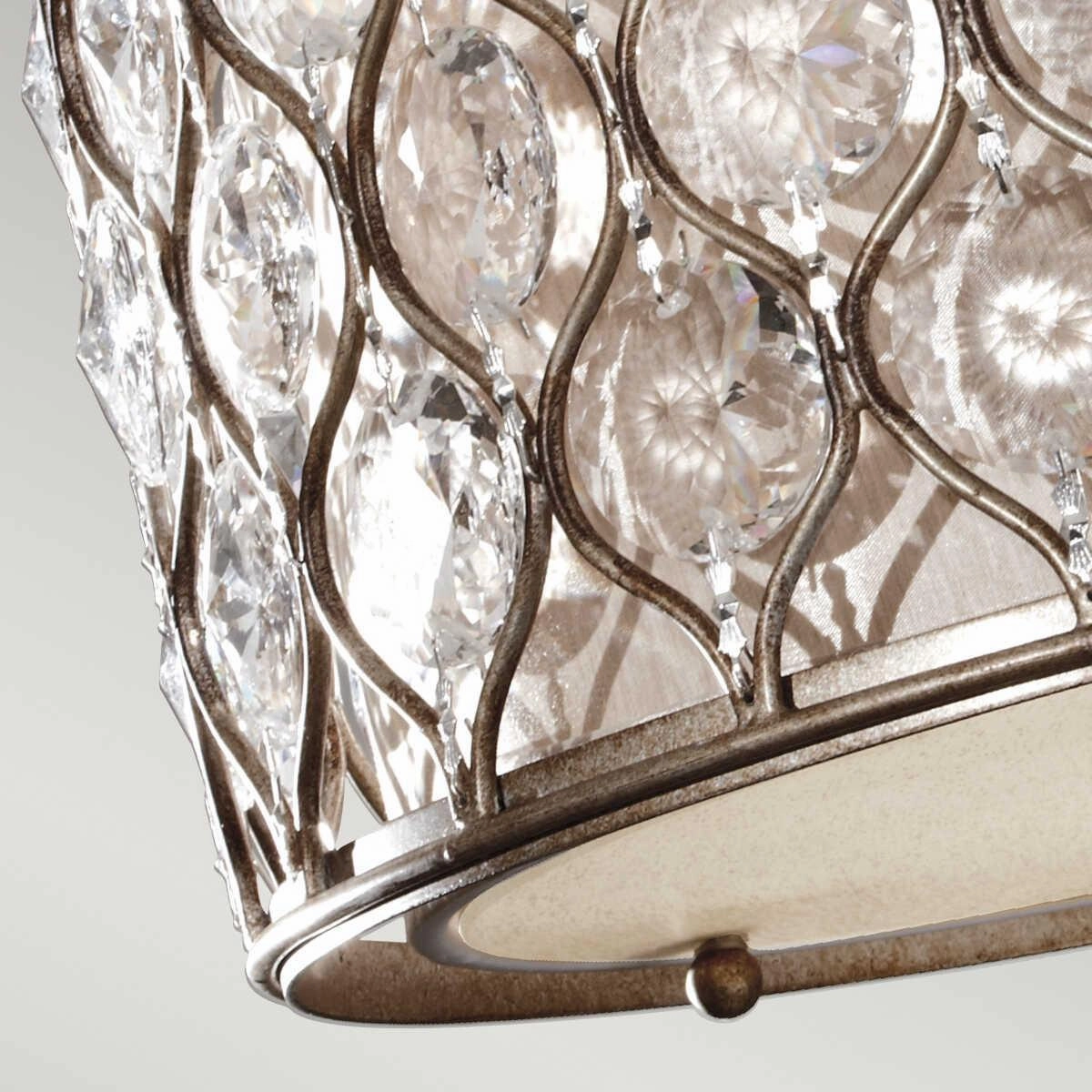 Feiss Lucia Semi-Flush Burnished Silver & Crystal Ceiling Light