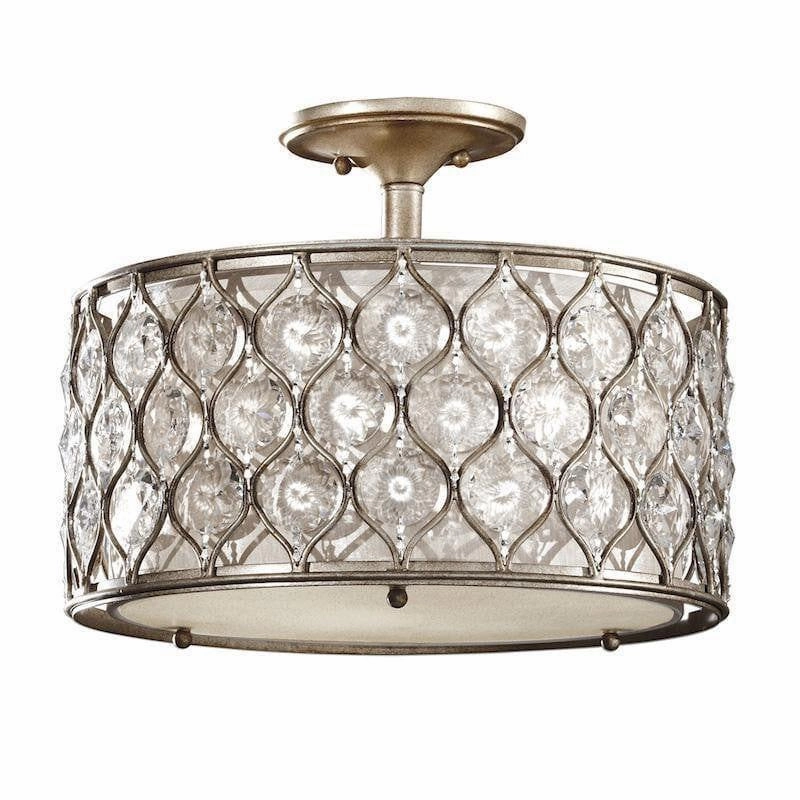Feiss Lucia Semi-Flush Burnished Silver & Crystal Ceiling Light ambient ceiling fixture