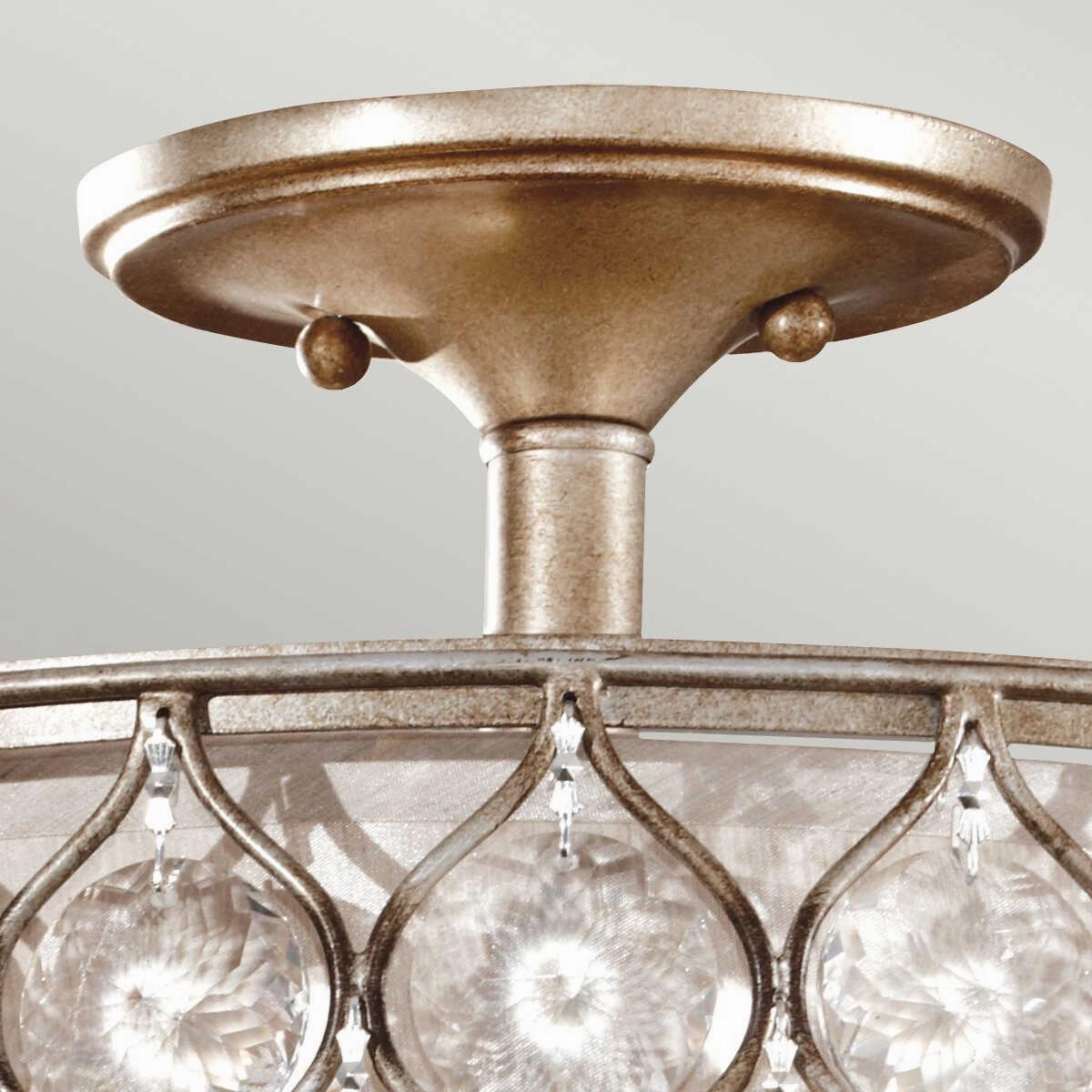 Feiss Lucia Semi-Flush Burnished Silver & Crystal Ceiling Light