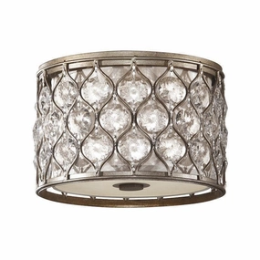 Feiss Lucia Silver & Crystsal Flush Ceiling Light soft glow ceiling light