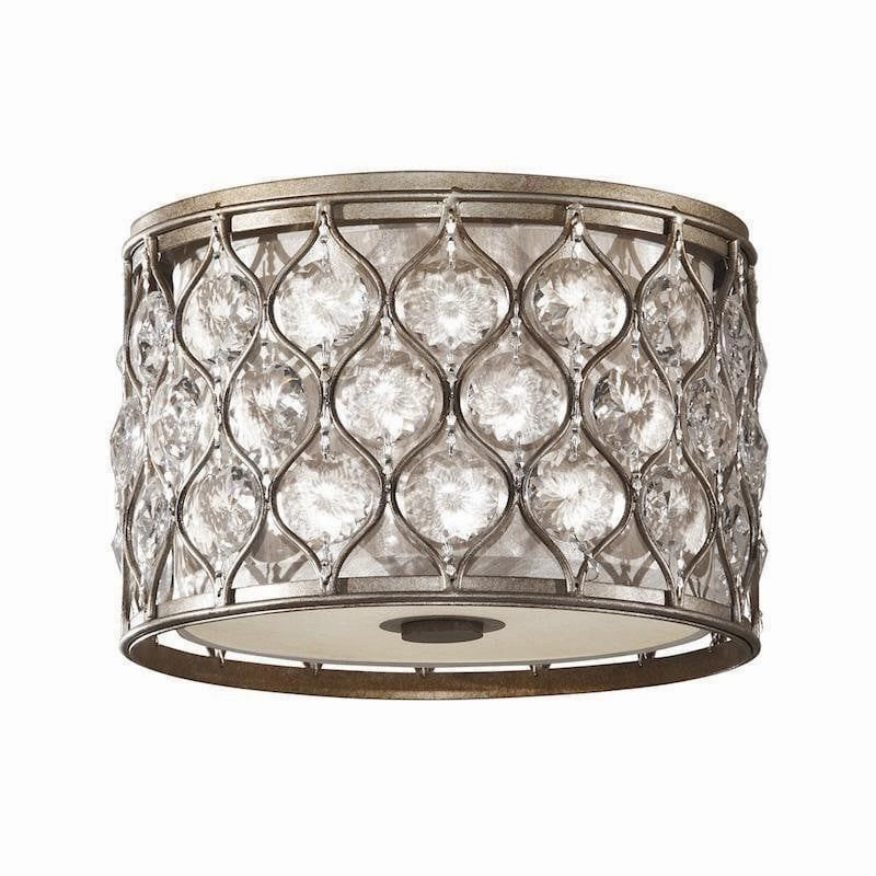Feiss Lucia Silver & Crystsal Flush Ceiling Light ambient ceiling fixture