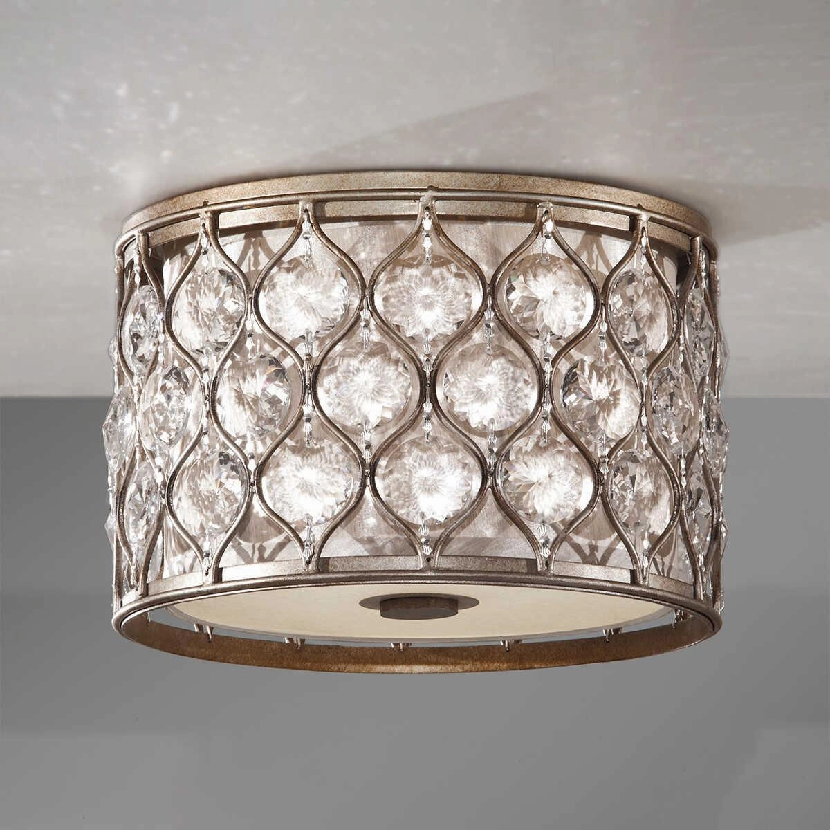 Feiss Lucia Silver & Crystsal Flush Ceiling Light