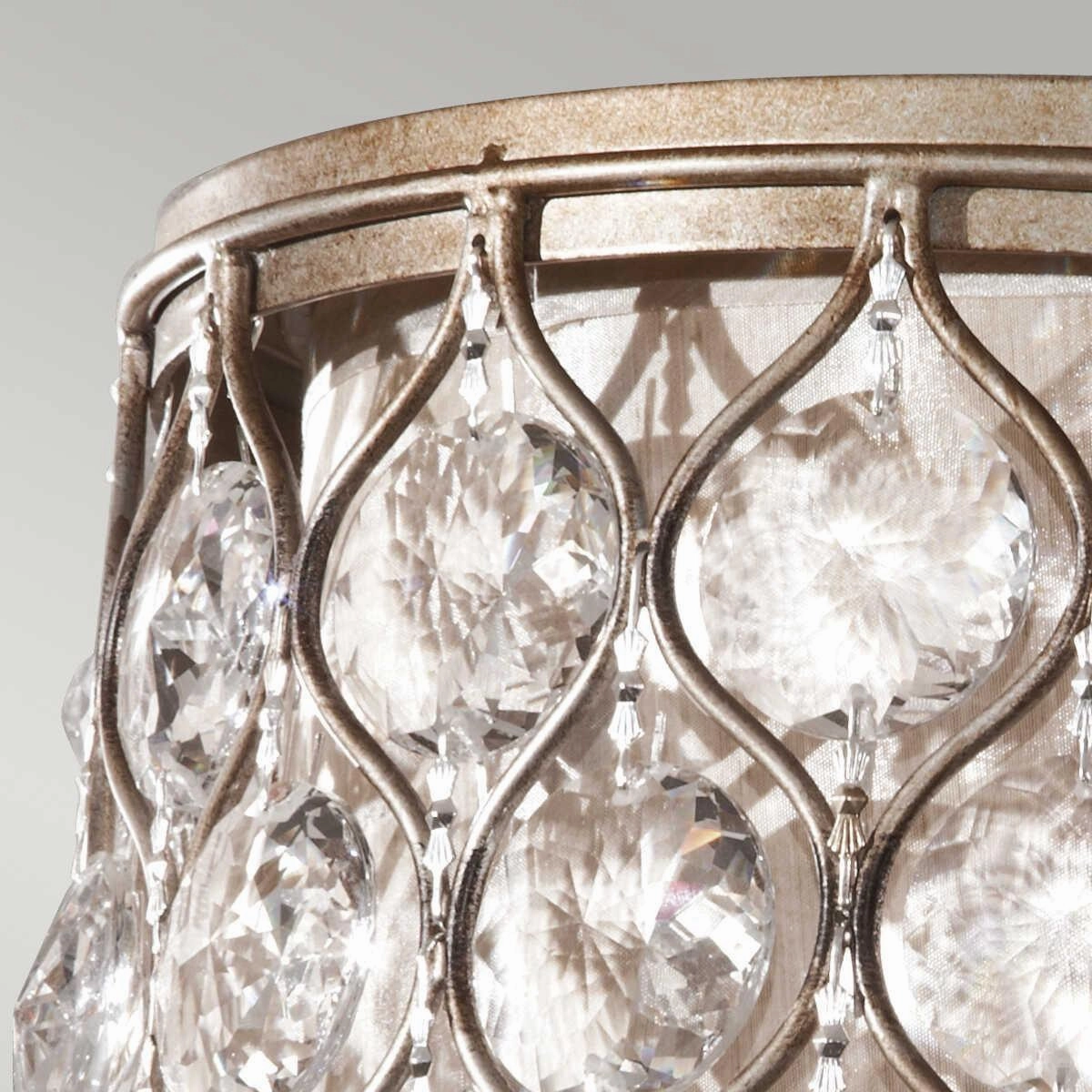 Feiss Lucia Silver & Crystsal Flush Ceiling Light
