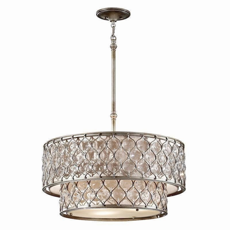 Feiss Lucia Two-Tier Pendant Chandelier Ceiling Light soft glow ceiling light