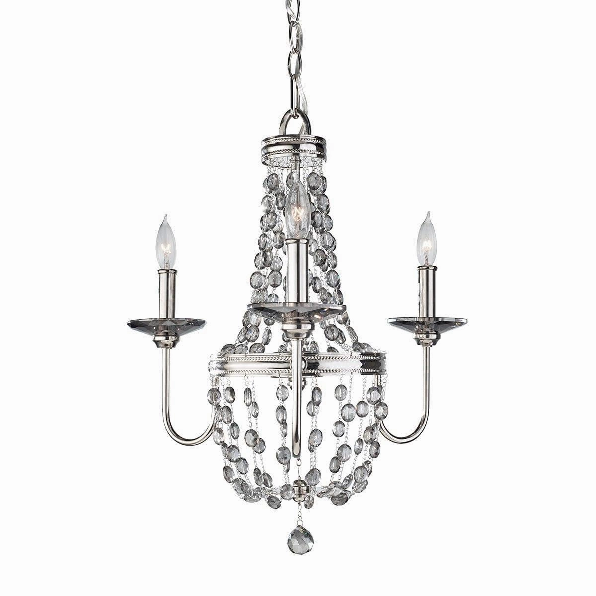 Feiss Malia 3 Light Chandelier Ceiling Light - Polished Nickel soft glow ceiling light