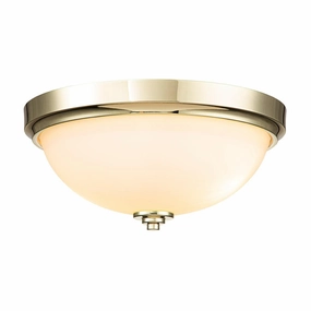 Feiss Malibu 2 Light Polished Brass Bathroom Flush soft glow ceiling light