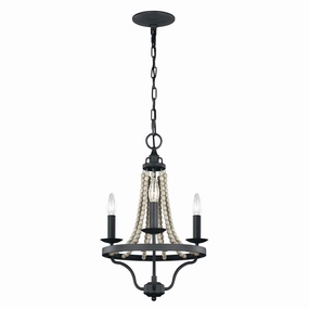 Feiss Nori 3 Light Zinc & Wood Chandelier soft glow ceiling light