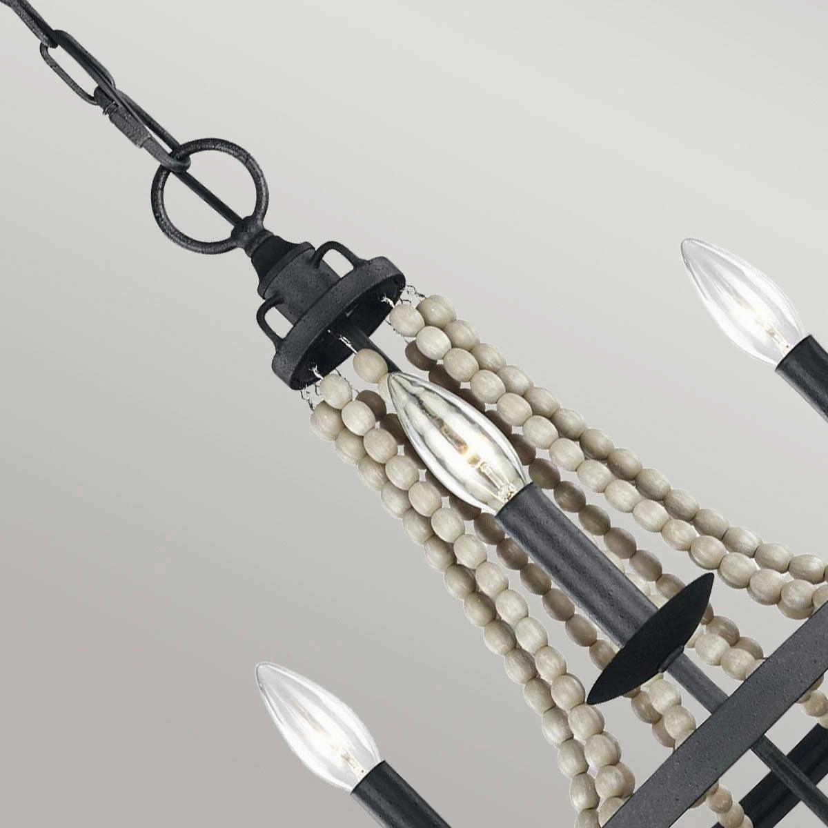 Feiss Nori 3 Light Zinc & Wood Chandelier
