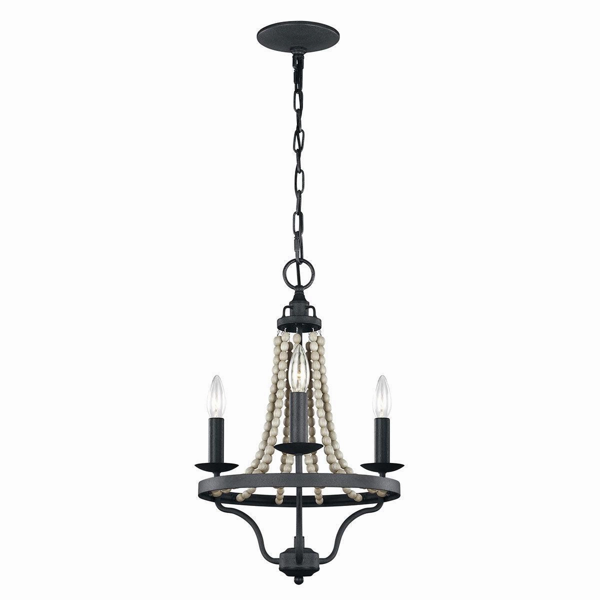Feiss Nori 3 Light Zinc & Wood Chandelier soft glow ceiling light