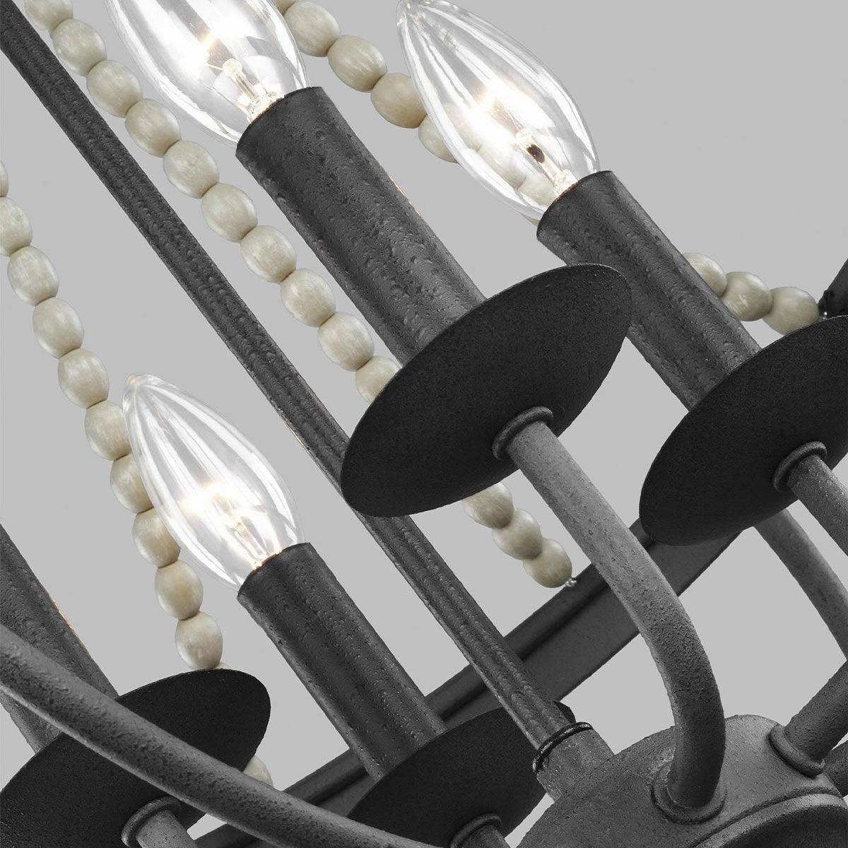 Feiss Nori 4 Light Zinc & Wood Bead Chandelier