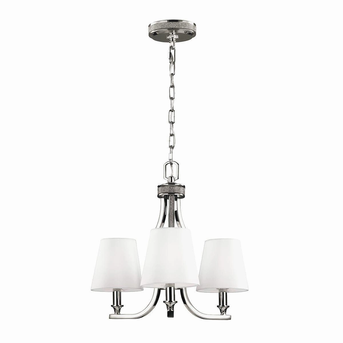 Feiss Pave 3 Light Chandelier Ceiling Light - Polished Nickel soft glow ceiling light