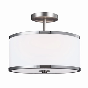 Feiss Prospect Park 2 Light Semi-Flush Chrome Ceiling Light white ceiling lamp
