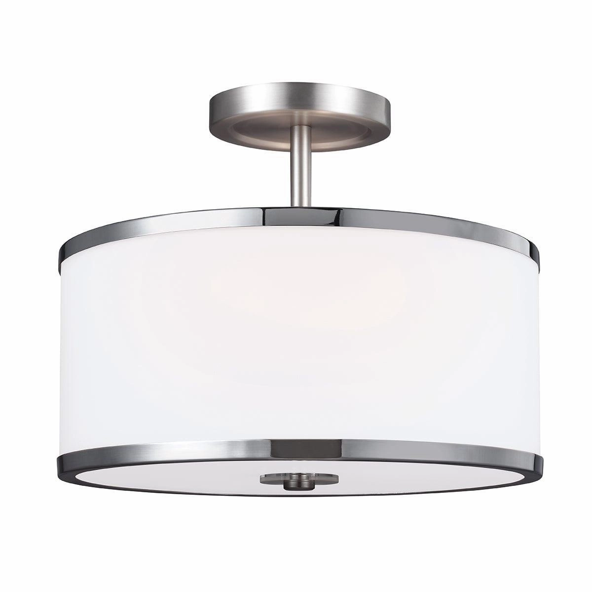 Feiss Prospect Park 2 Light Semi-Flush Chrome Ceiling Light white ceiling lamp