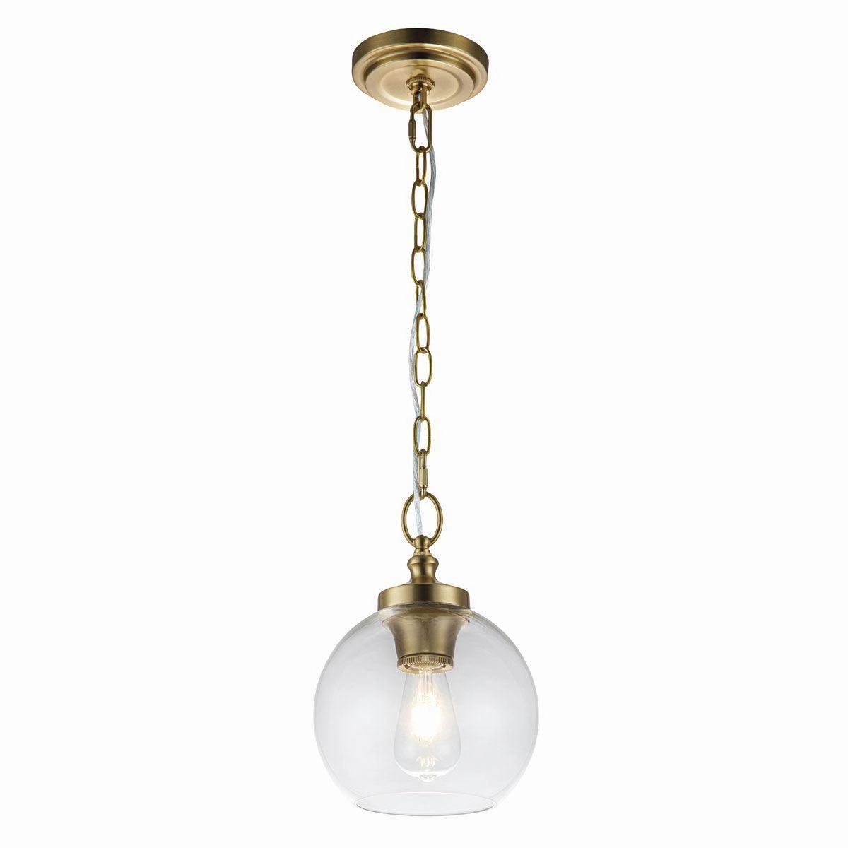 Feiss Tabby 1 Light Mini Pendant - Clear Glass Shade white ceiling lamp