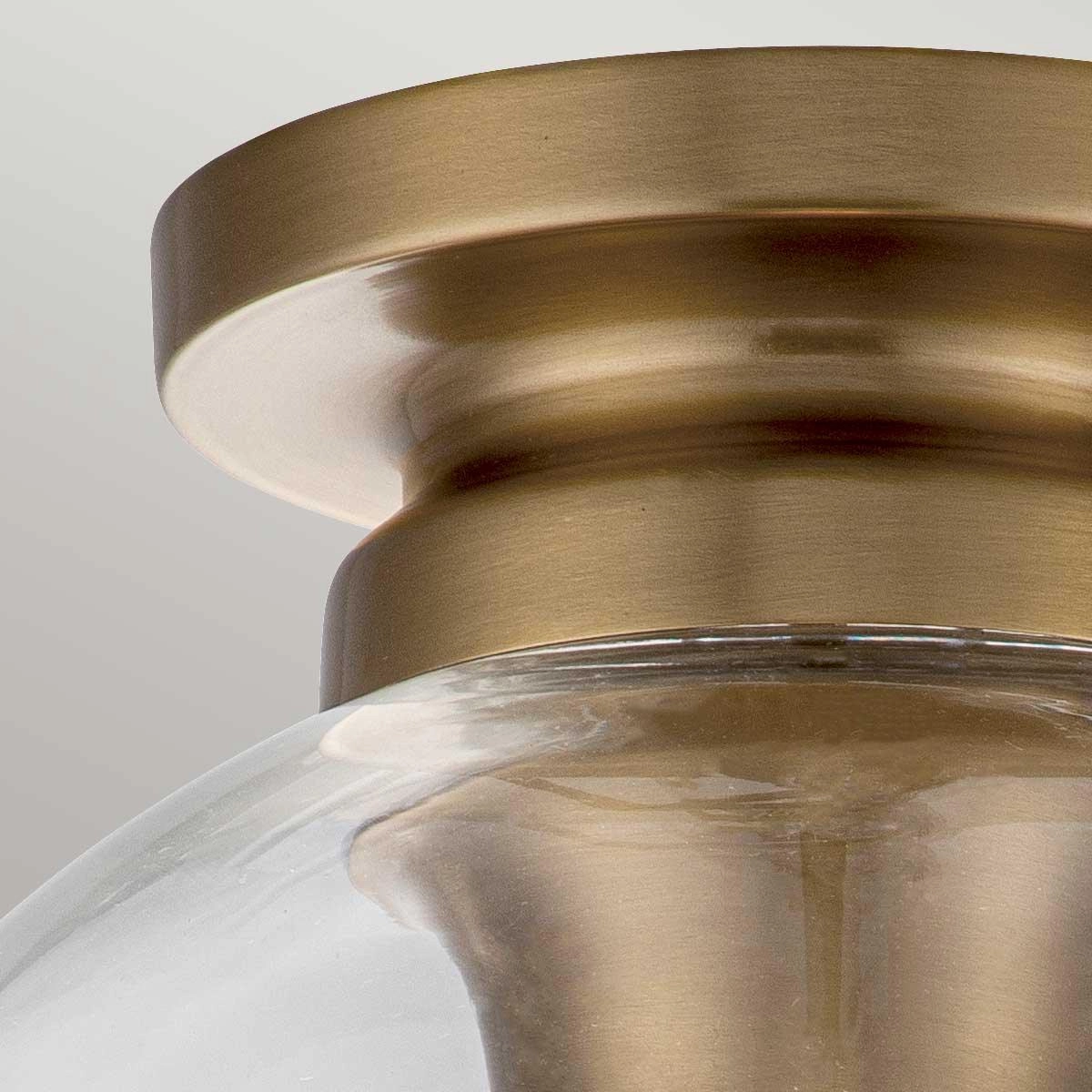 Feiss Tabby Brass Flush Light With Glass Shade