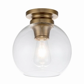 Feiss Tabby Brass Flush Light With Glass Shade ambient ceiling fixture