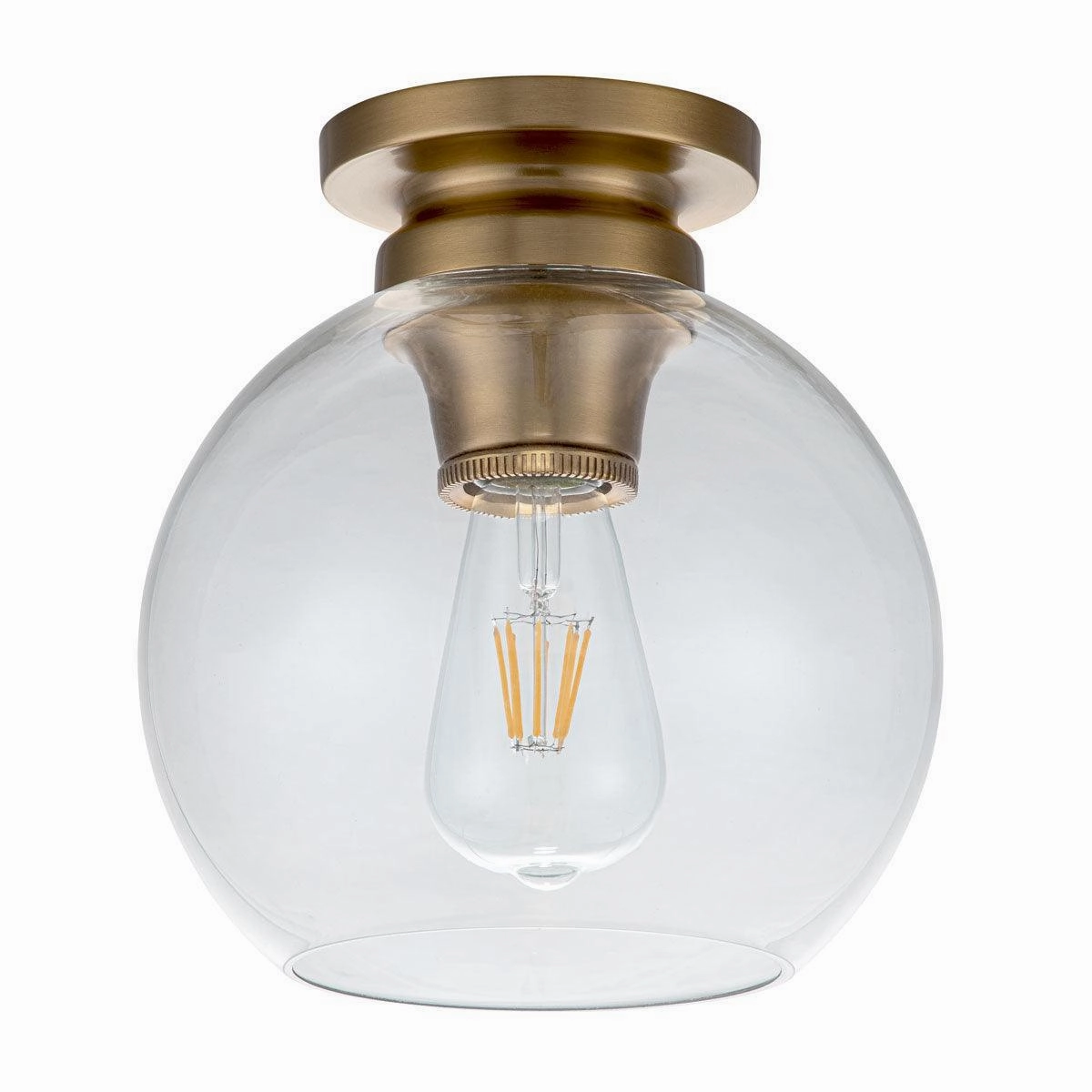 Feiss Tabby Brass Flush Light With Glass Shade