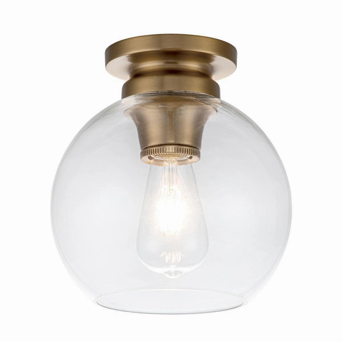 Feiss Tabby Brass Flush Light With Glass Shade ambient ceiling fixture