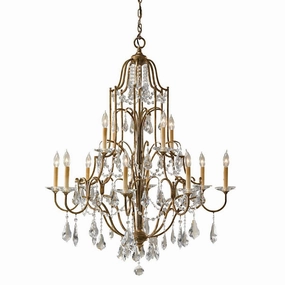 Feiss Valentina 12 Light Multi-Tier Bronze Chandelier soft glow ceiling light
