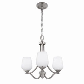 Feiss Vintner 3 Light Chandelier Ceiling Light - Satin Nickel white ceiling lamp