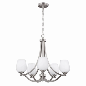 Feiss Vintner 5 Light Chandelier Ceiling Light - Satin Nickel white ceiling lamp