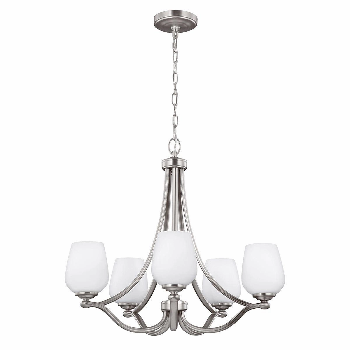 Feiss Vintner 5 Light Chandelier Ceiling Light - Satin Nickel white ceiling lamp