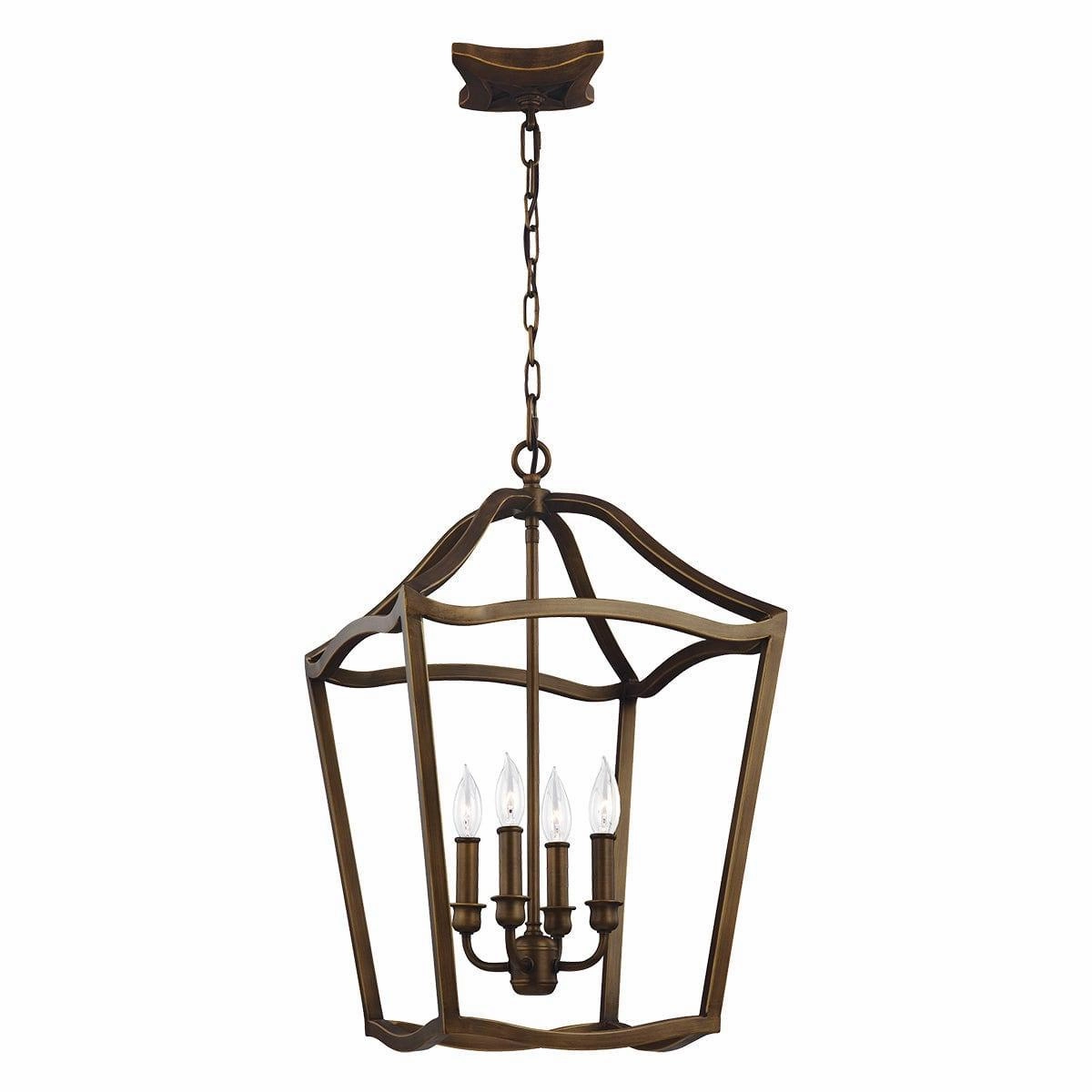 Feiss Yarmouth 4 Light Painted Aged Brass Ceiling Pendant ambient ceiling fixture