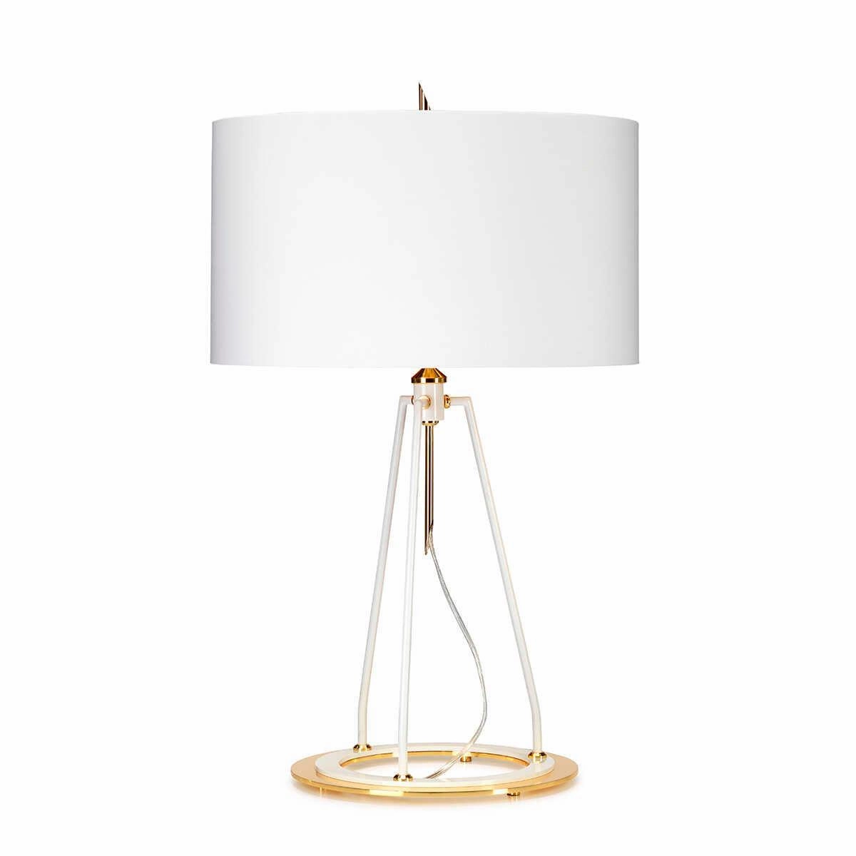 Ferrara White & Polished Gold Table Lamp Elstead Lighting