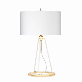 Ferrara White & Polished Gold Table Lamp Elstead Lighting energy-saving LED light