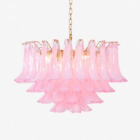 Fiora Pink Glass Chandelier minimalist reading light