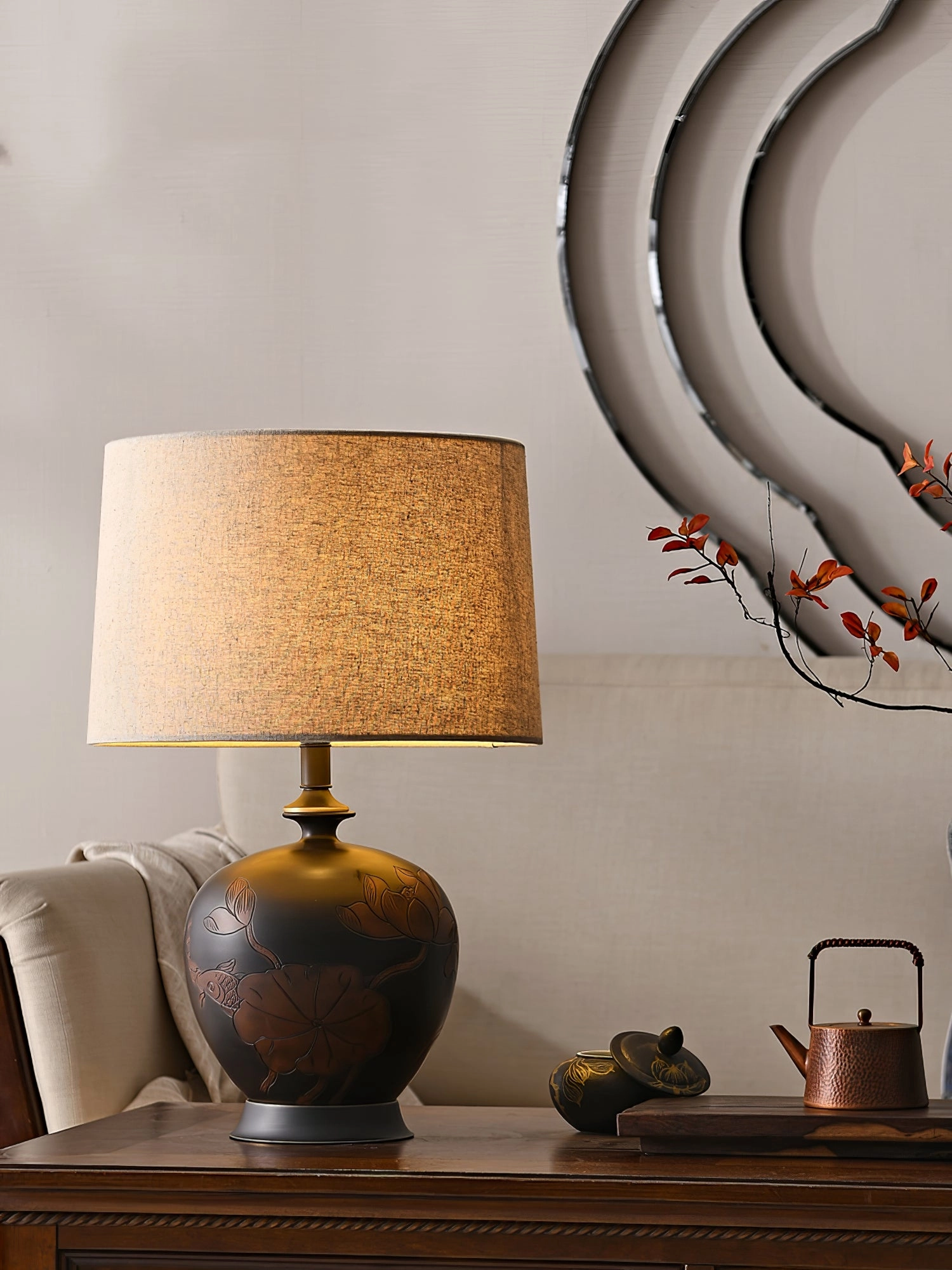 Fish Motif Ceramic Table Lamp