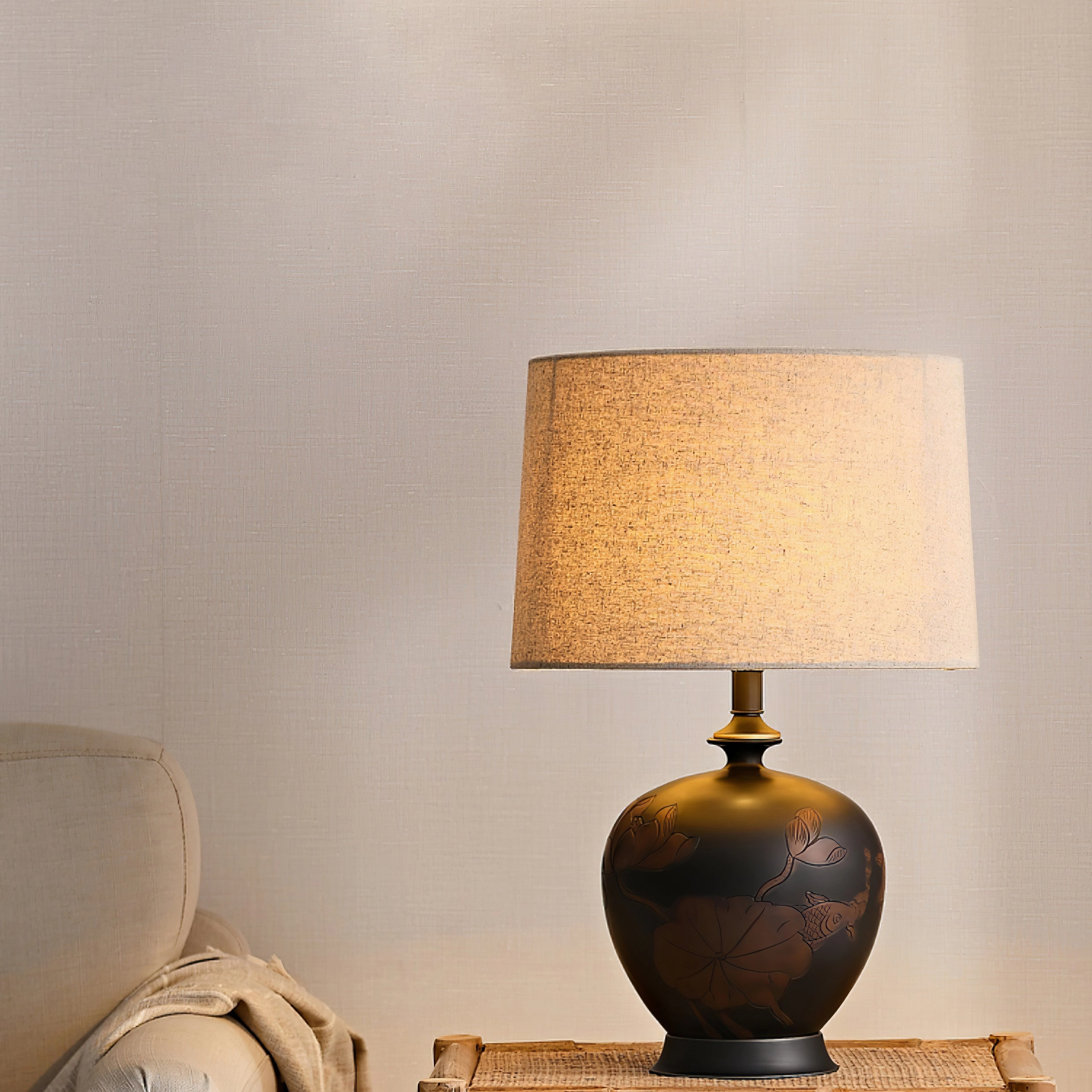 Fish Motif Ceramic Table Lamp