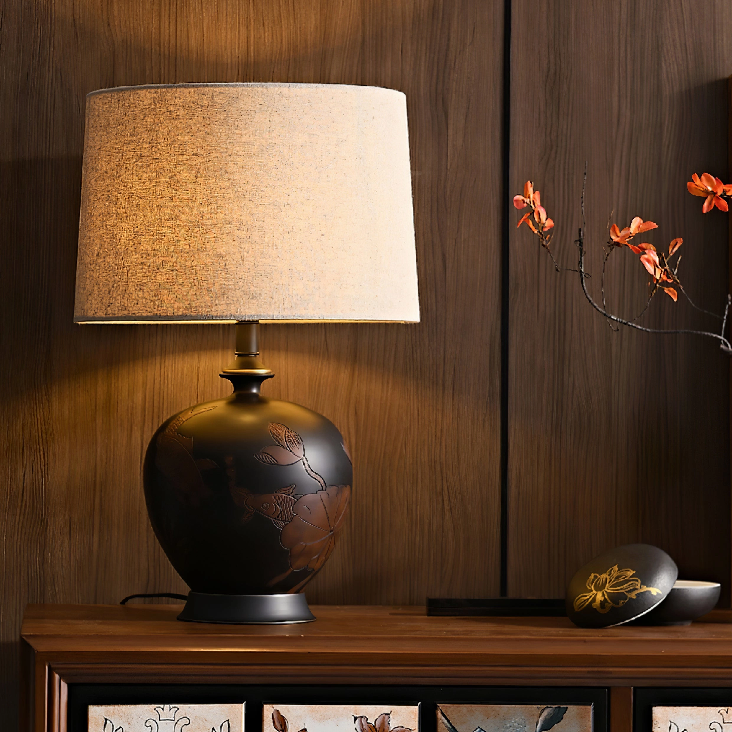 Fish Motif Ceramic Table Lamp