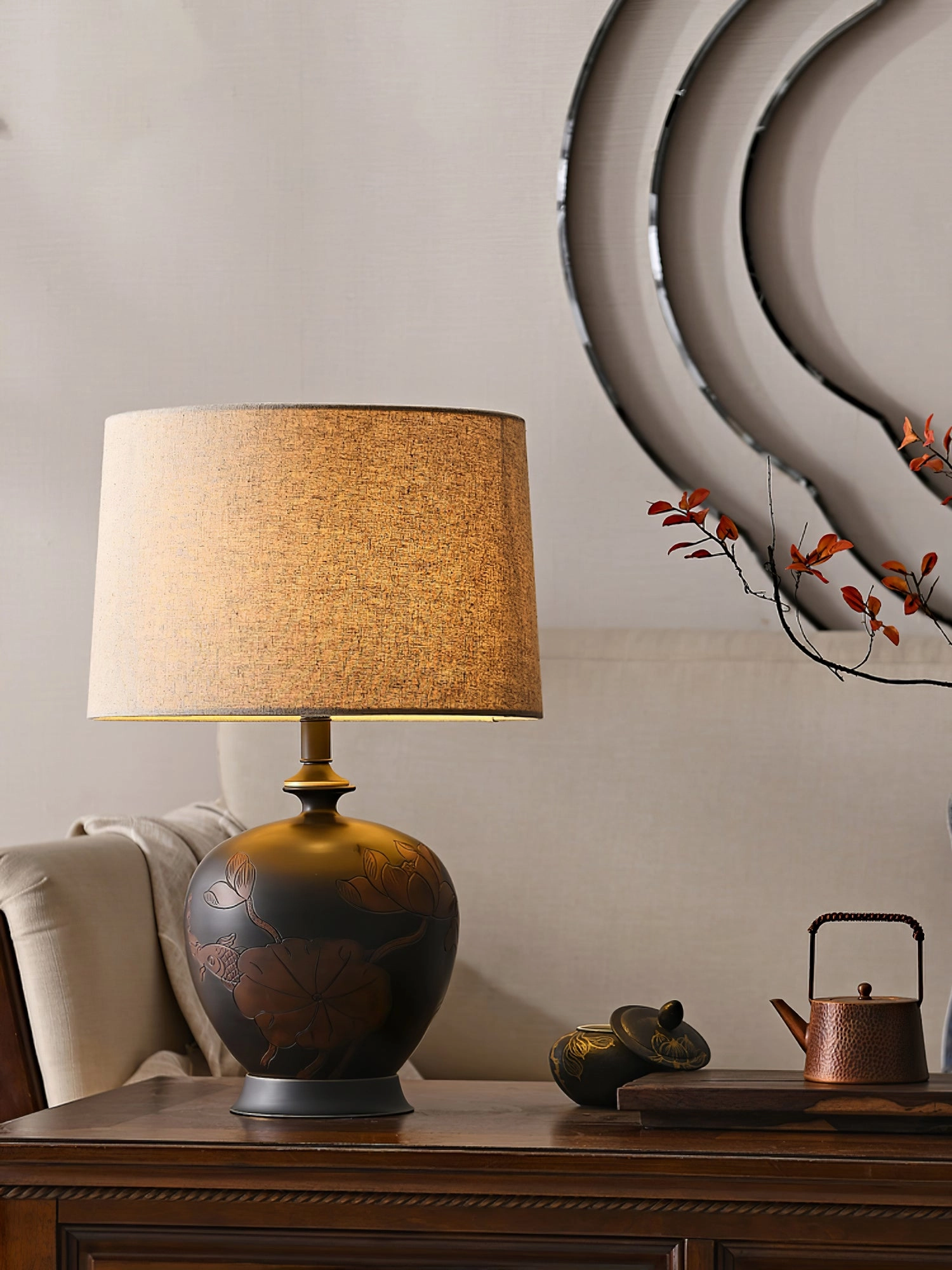 Fish Motif Ceramic Table Lamp