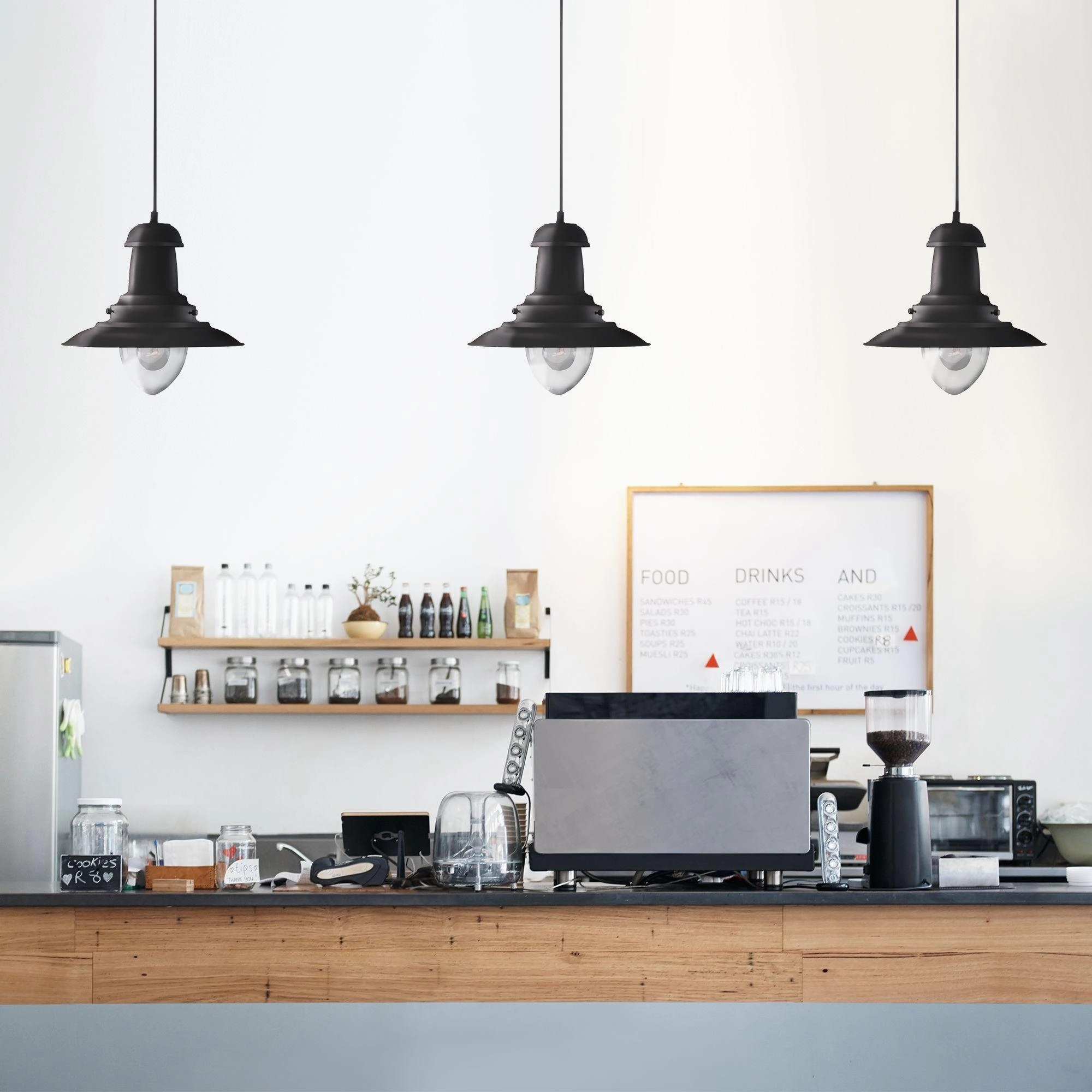 Fisherman Black Ceiling Pendant Light - Clear Glass