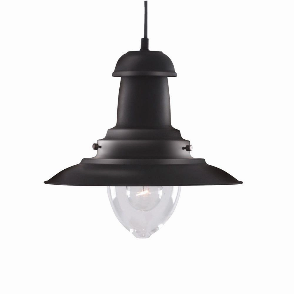 Fisherman Black Ceiling Pendant Light - Clear Glass ambient ceiling fixture