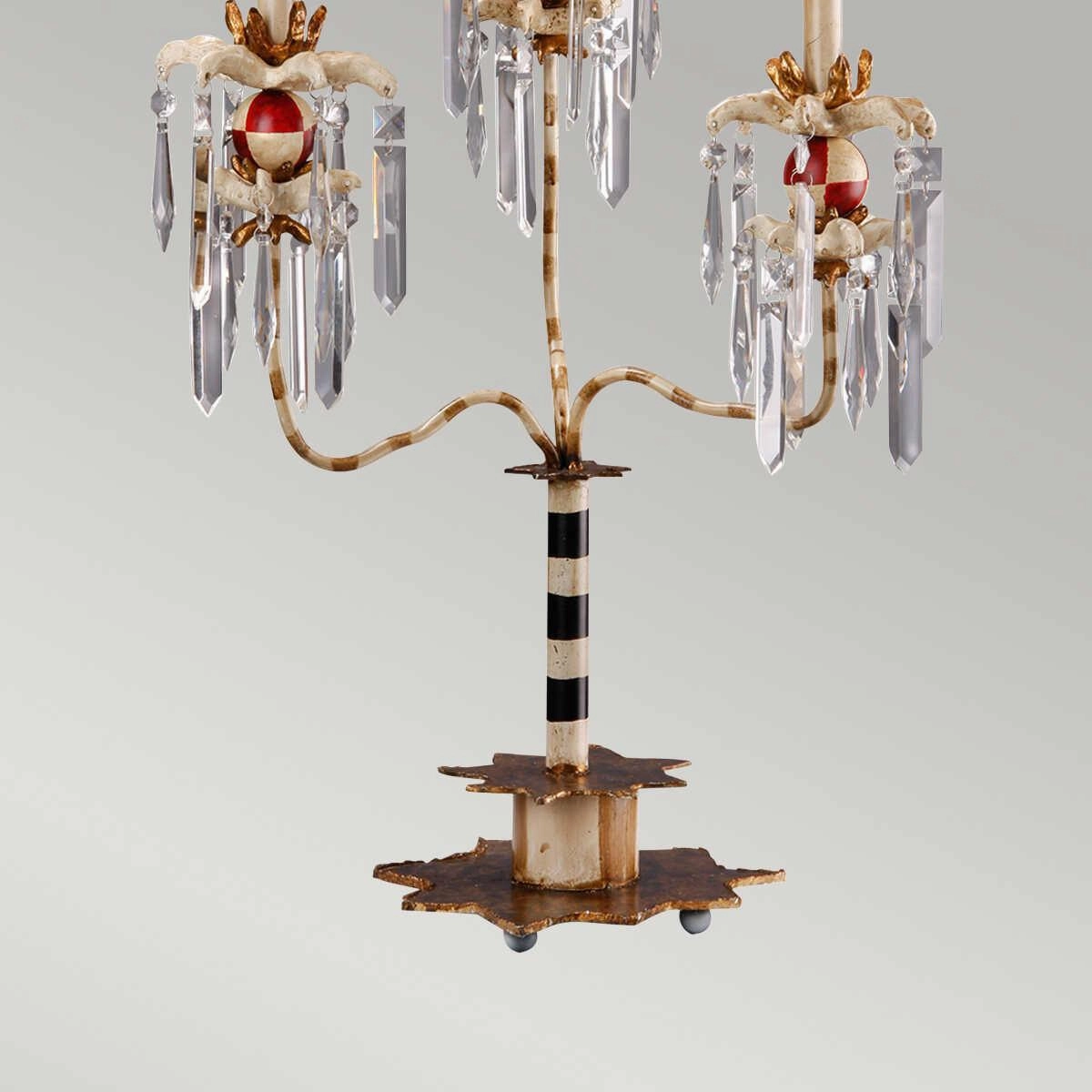 Flambeau Birdland 3 Arm Table Lamp With Crystals