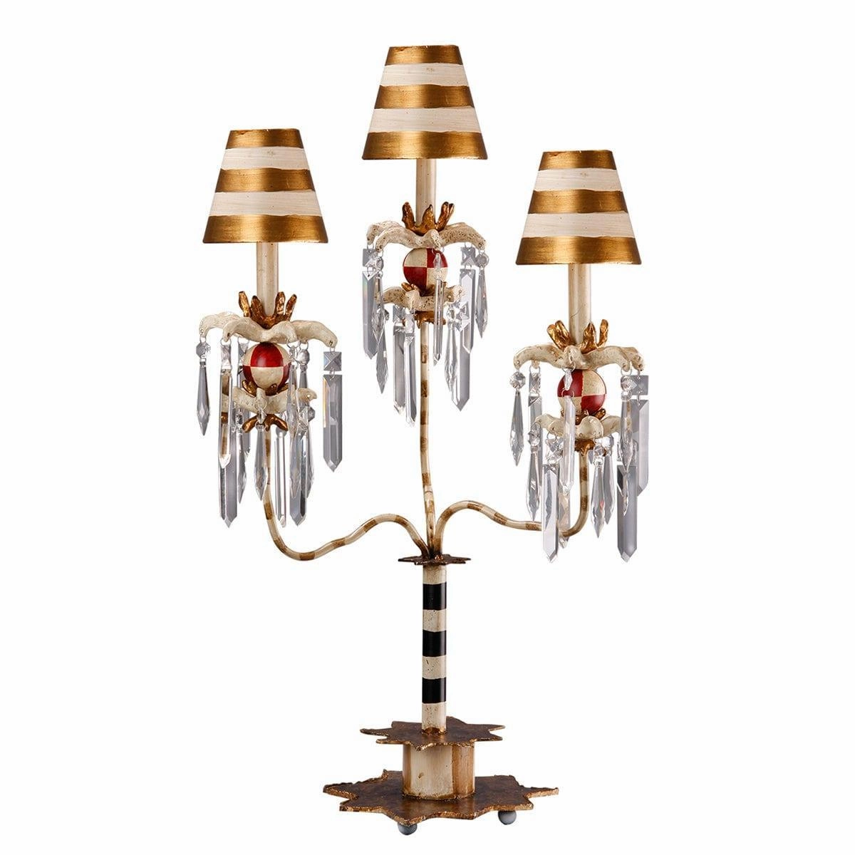 Flambeau Birdland 3 Arm Table Lamp With Crystals energy-saving LED light