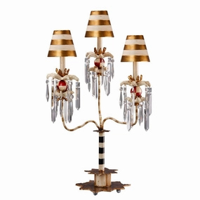 Flambeau Birdland 3 Arm Table Lamp With Crystals energy-saving LED light